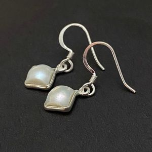 Natural Pearl Sterling Silver Dangle Earrings
